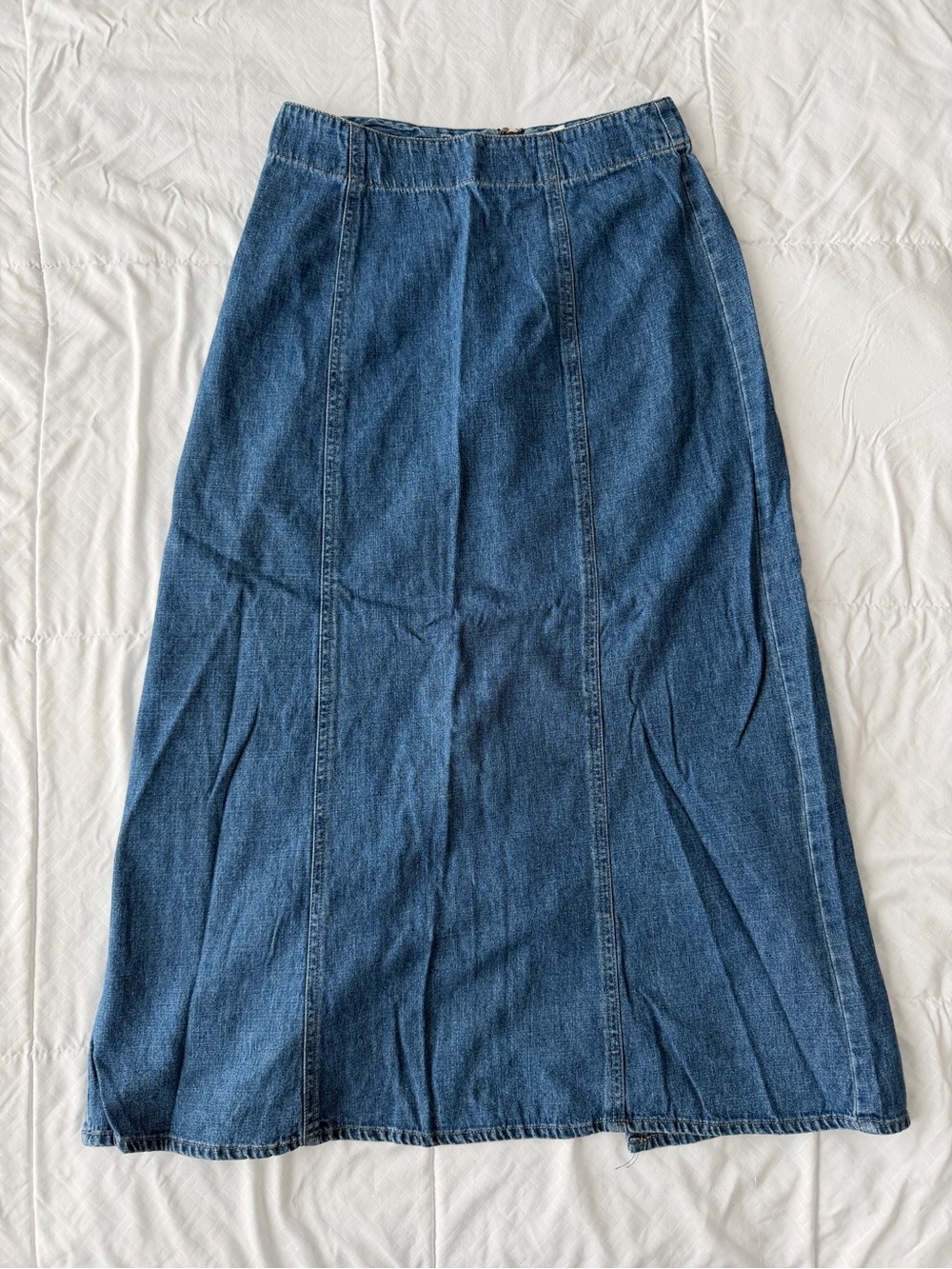 Vintage Emma James Denim Maxi Skirt 6 Slit Cottage Americana Y2K 90s Boho Hippie